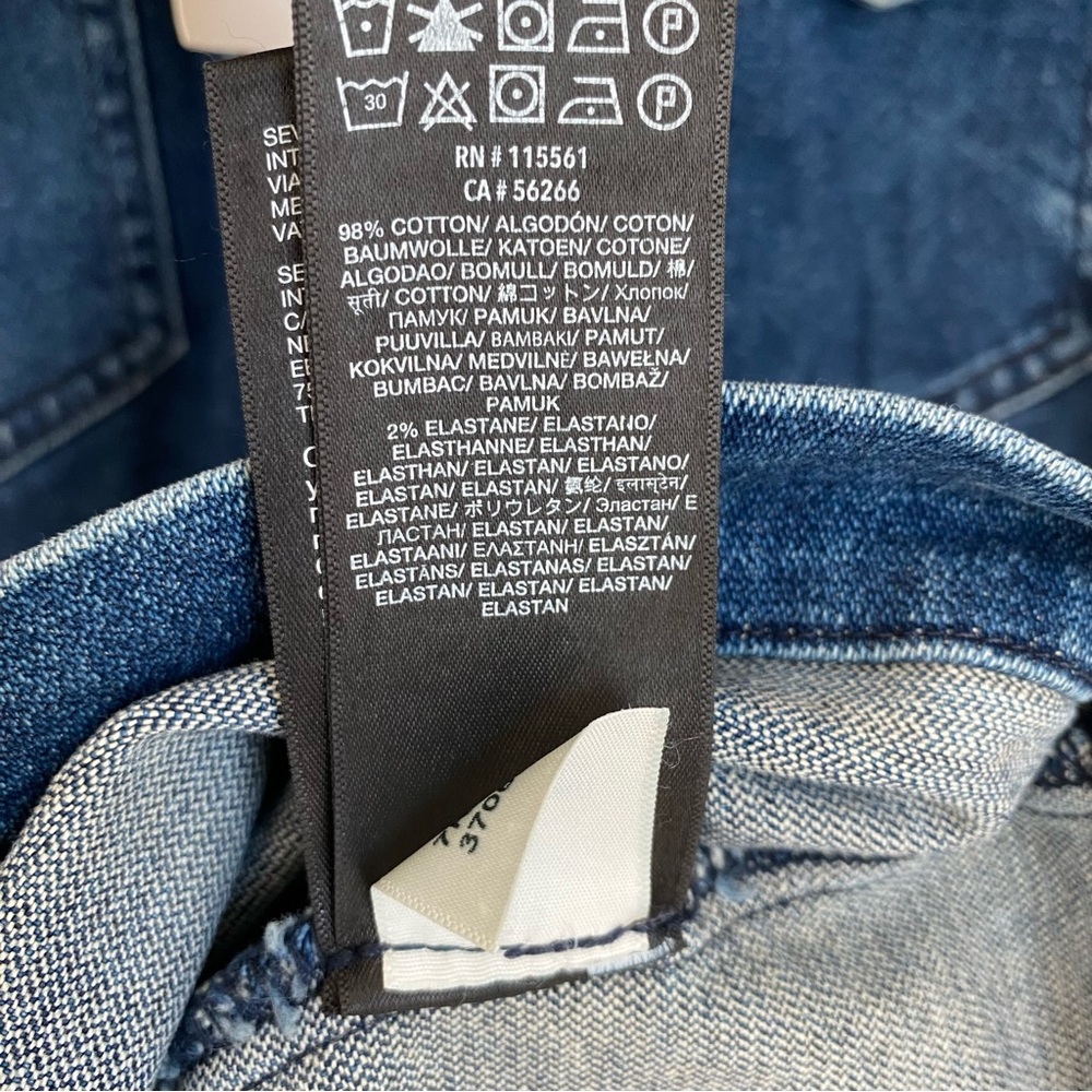 7 For All Mankind Dark Blue Denim Midi Dress - Picture 3 of 6